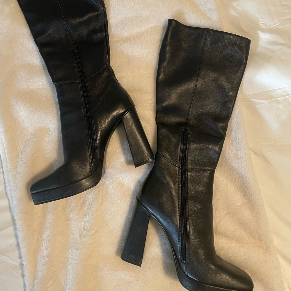 Steve Madden Frankie platform black leather boots